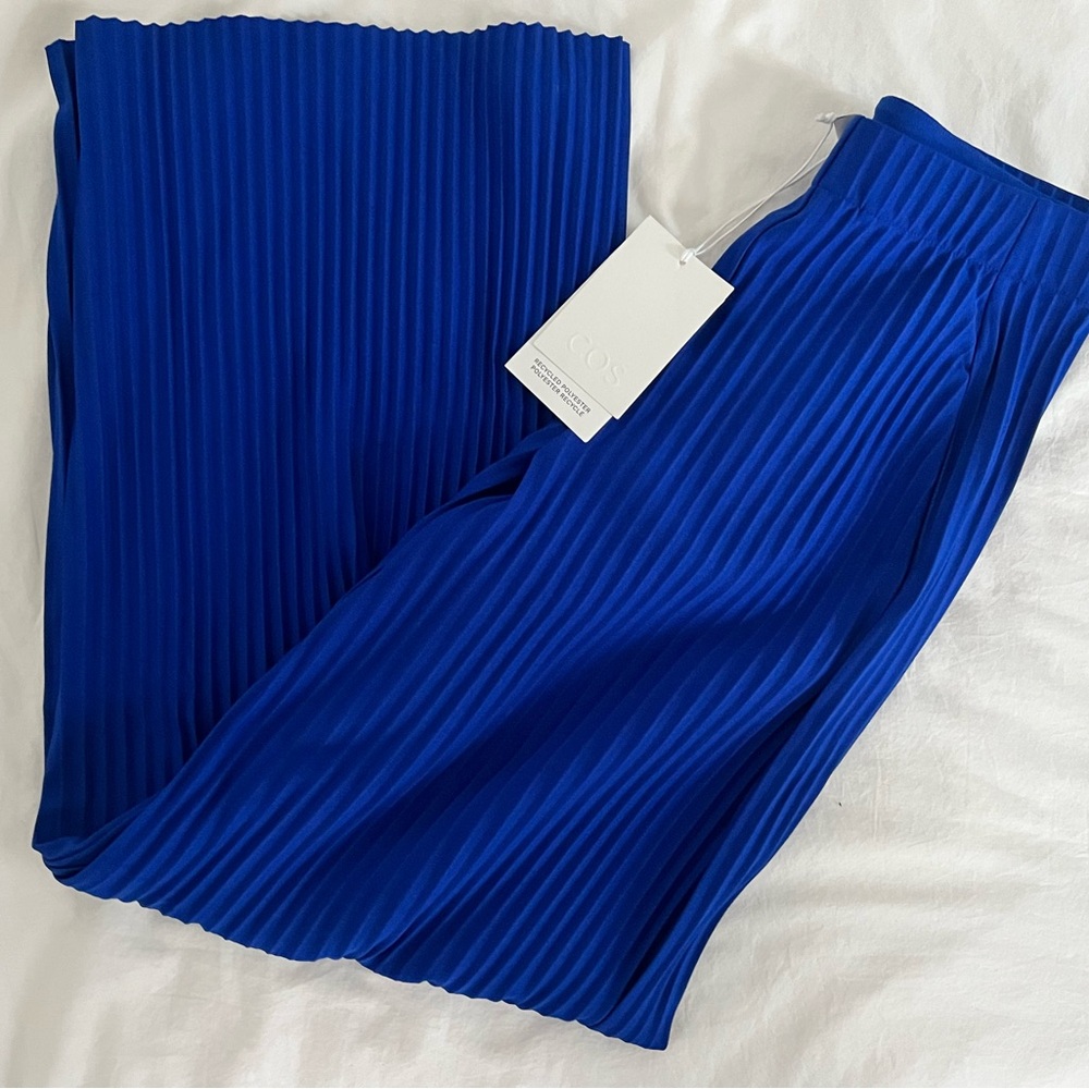 COS blue Picasse Pleated Pants Size XS  Womens  Trousers Wide Leg Dress Pants